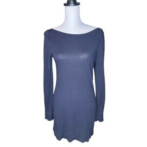 Lark & Ro Womens X-Small Blue Knit Tunic Dress Thin Sheath Longsleeve Amazon